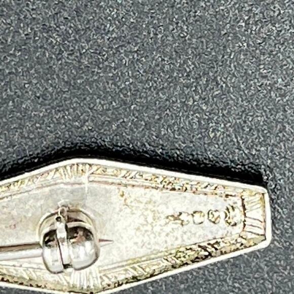 Signed Sterling Silver Vintage Mini Decorated Handle Condiment Spoon Brooch - Picture 7 of 11